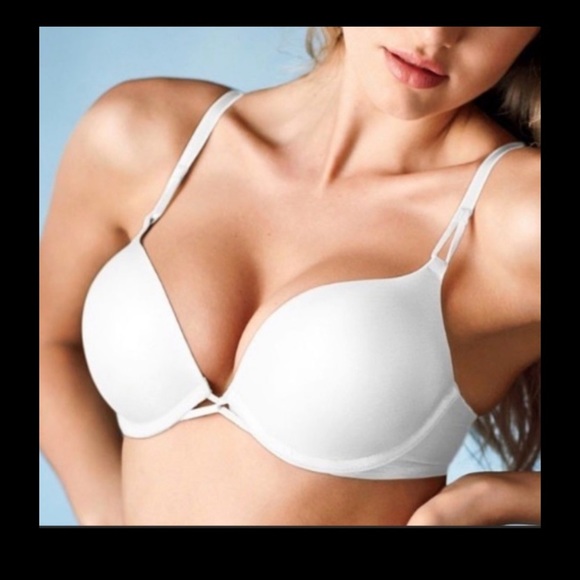 32B Bombshell Push-Up Bra Solid White Satin Smooth Miraculous Bra - Picture 1 of 11